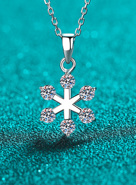 S925纯银镀18K金莫桑石项链女镀PT950铂金吊坠简约款情人节闺蜜款