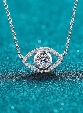 s925银镀18K金吊坠时尚钻石饰品镀PT950铂金天简约莫桑钻微镶项链