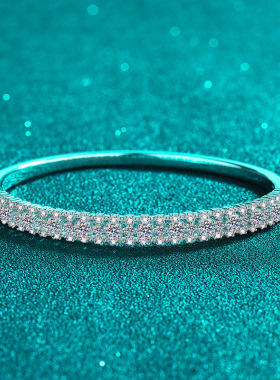 s925银镀18K金手镯全莫桑石满镶手链满天星简约高级感镀PT950铂金