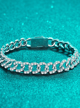 925纯银镀18K金男女款情侣手链全通用手环镀pt950铂金莫桑钻手饰