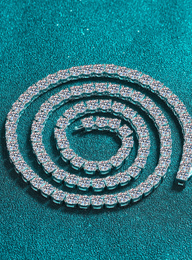 925纯银镀18K金项链女神款整圈莫桑石项圈镀pt950铂金吊坠时尚款