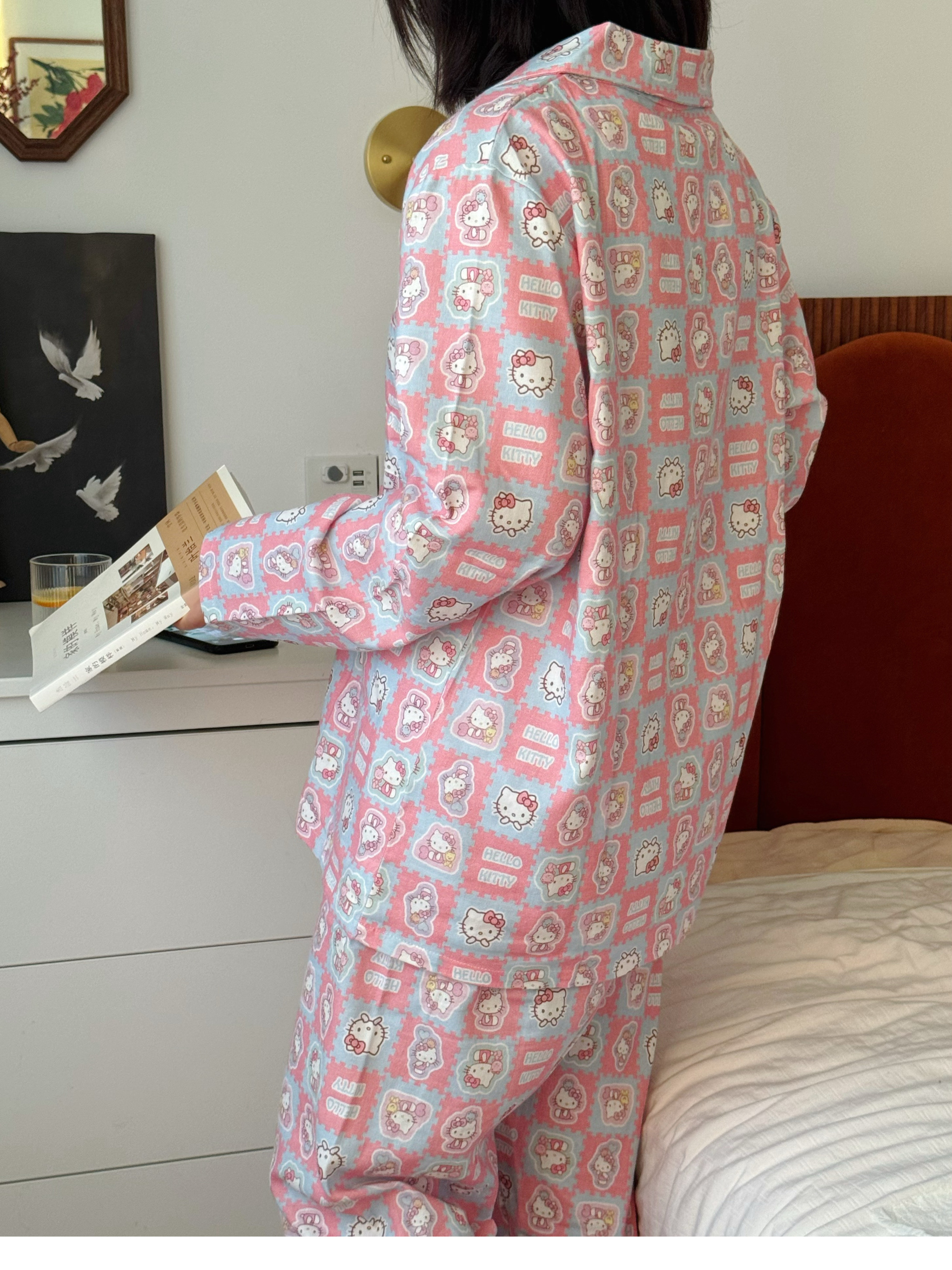 日系纯棉磨毛绒布睡衣女春秋款全棉卡通长袖长裤大码家居服套装冬