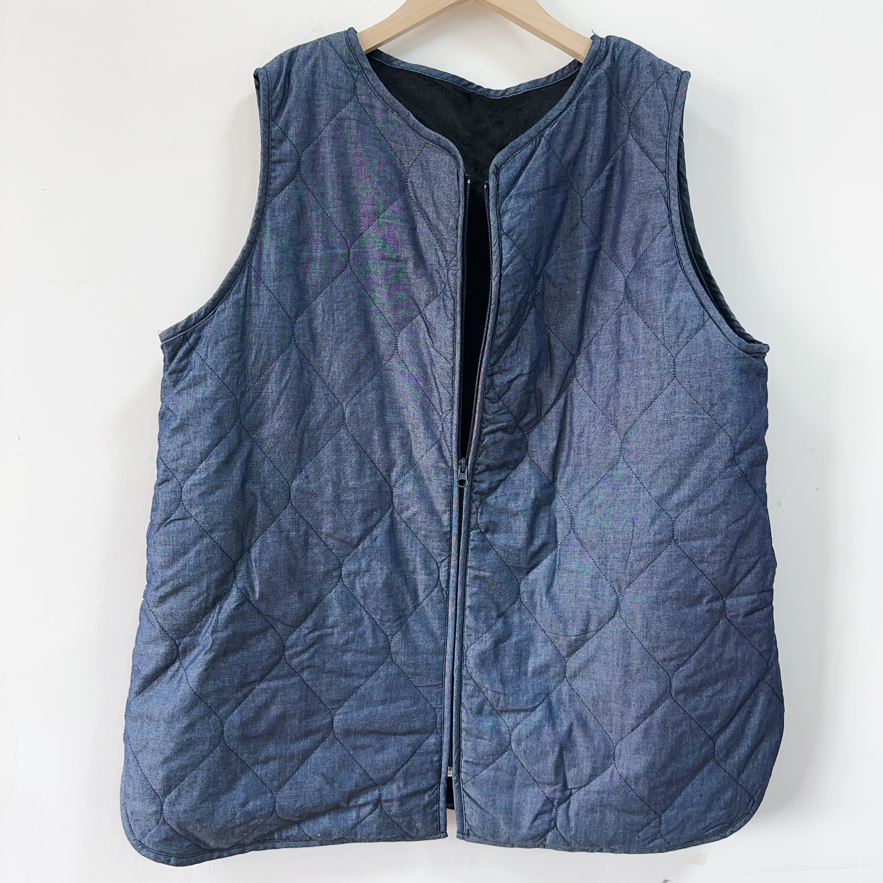 日单秋冬加肥大码纯色绗棉无领无袖坎肩棉马甲潮长款拉链圆领马夹