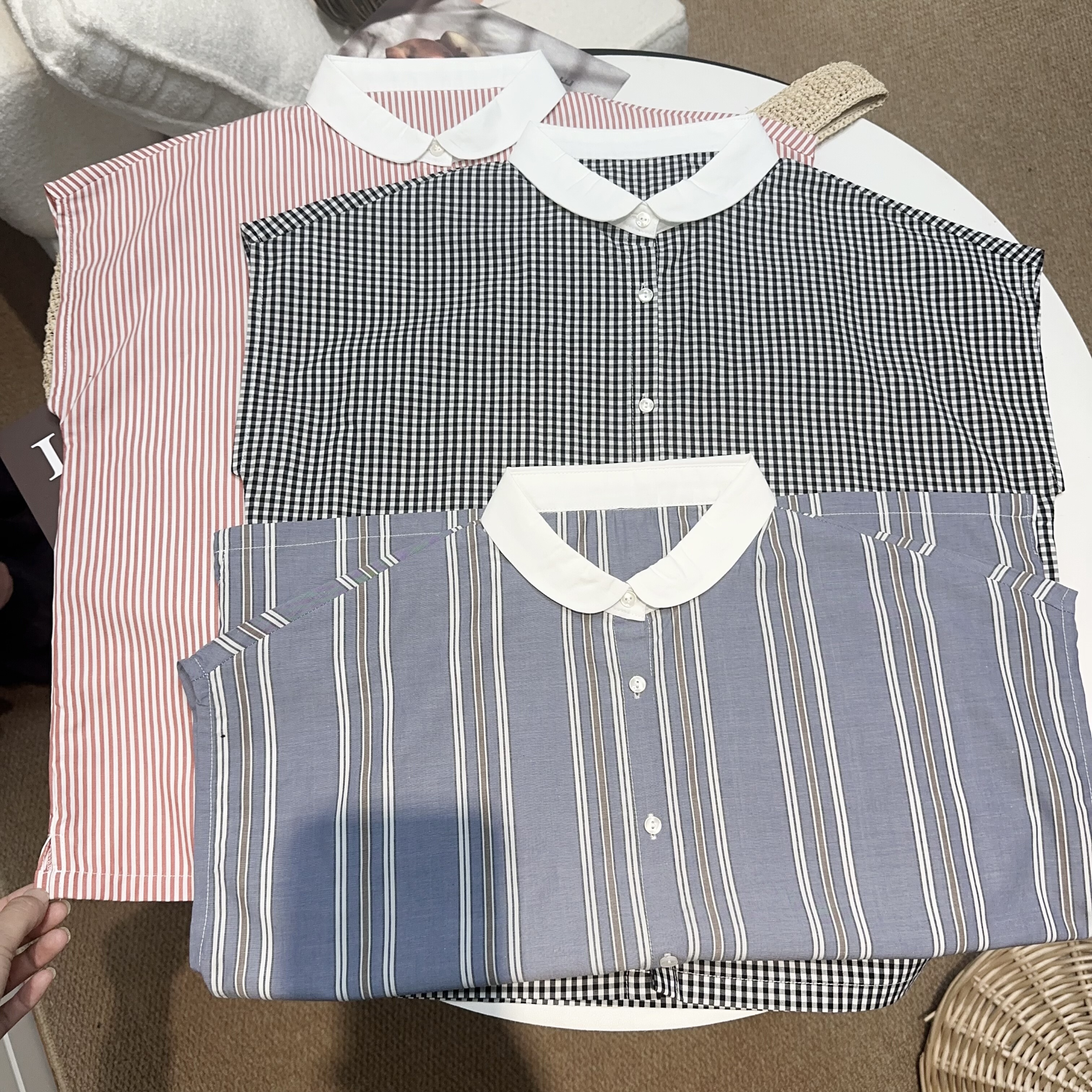 2025夏季初秋新款纯棉无袖衬衫百搭衬衣元宝领百搭显瘦衬衣精神