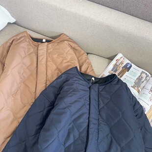 原单外贸日单轻薄款绗缝棉衣夹棉加棉保暖轻便棉衣圆领棉服上衣
