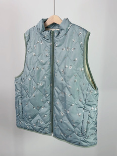 日单秋冬季 绗缝立领保暖夹棉防风防水马甲背心外套 女士秋冬新款