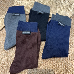 秋冬季 袜子冬天穿袜子 中筒袜子拼接色ins时尚