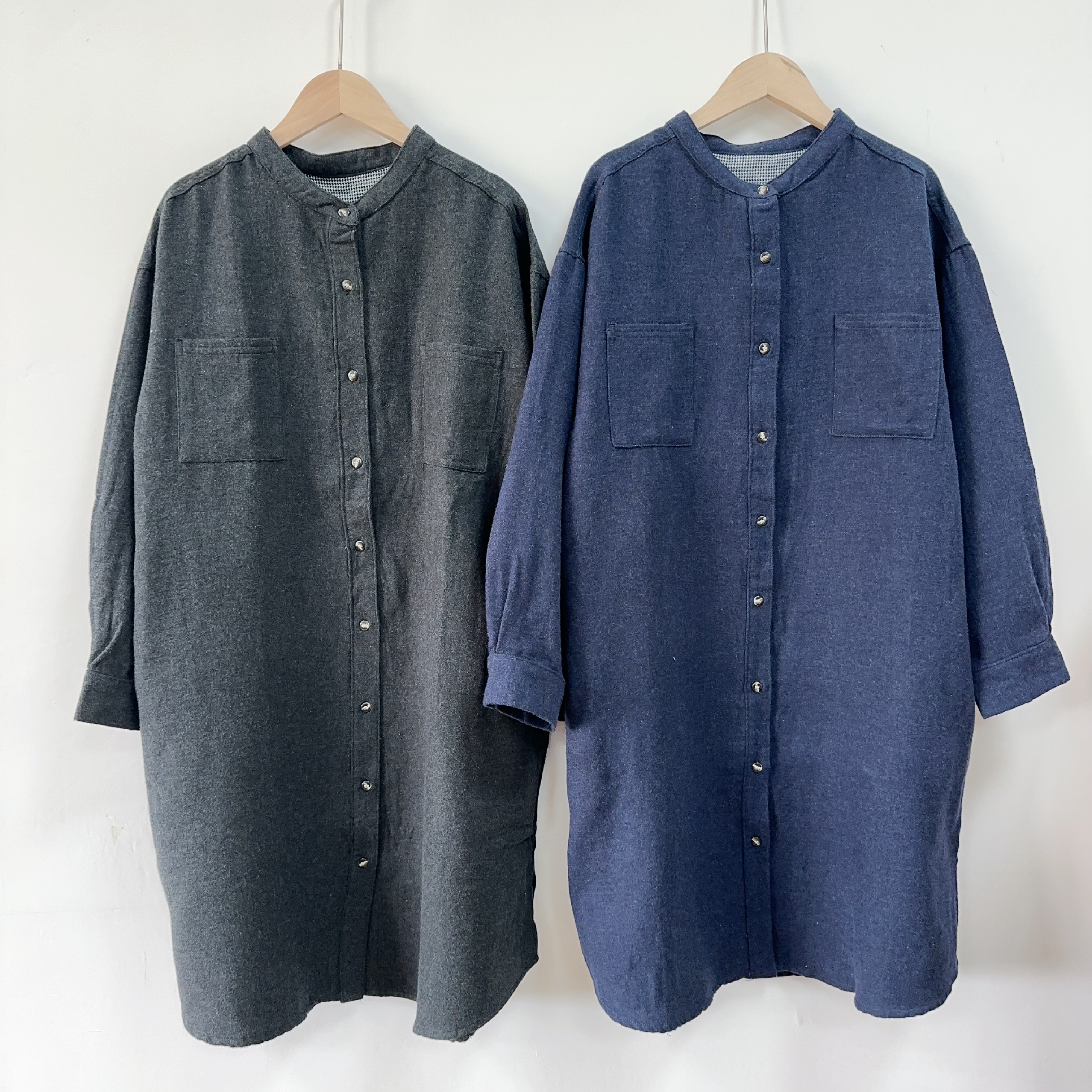 2025秋季新款纯棉磨毛休闲宽松显瘦百搭圆领长袖衬衫连体裙