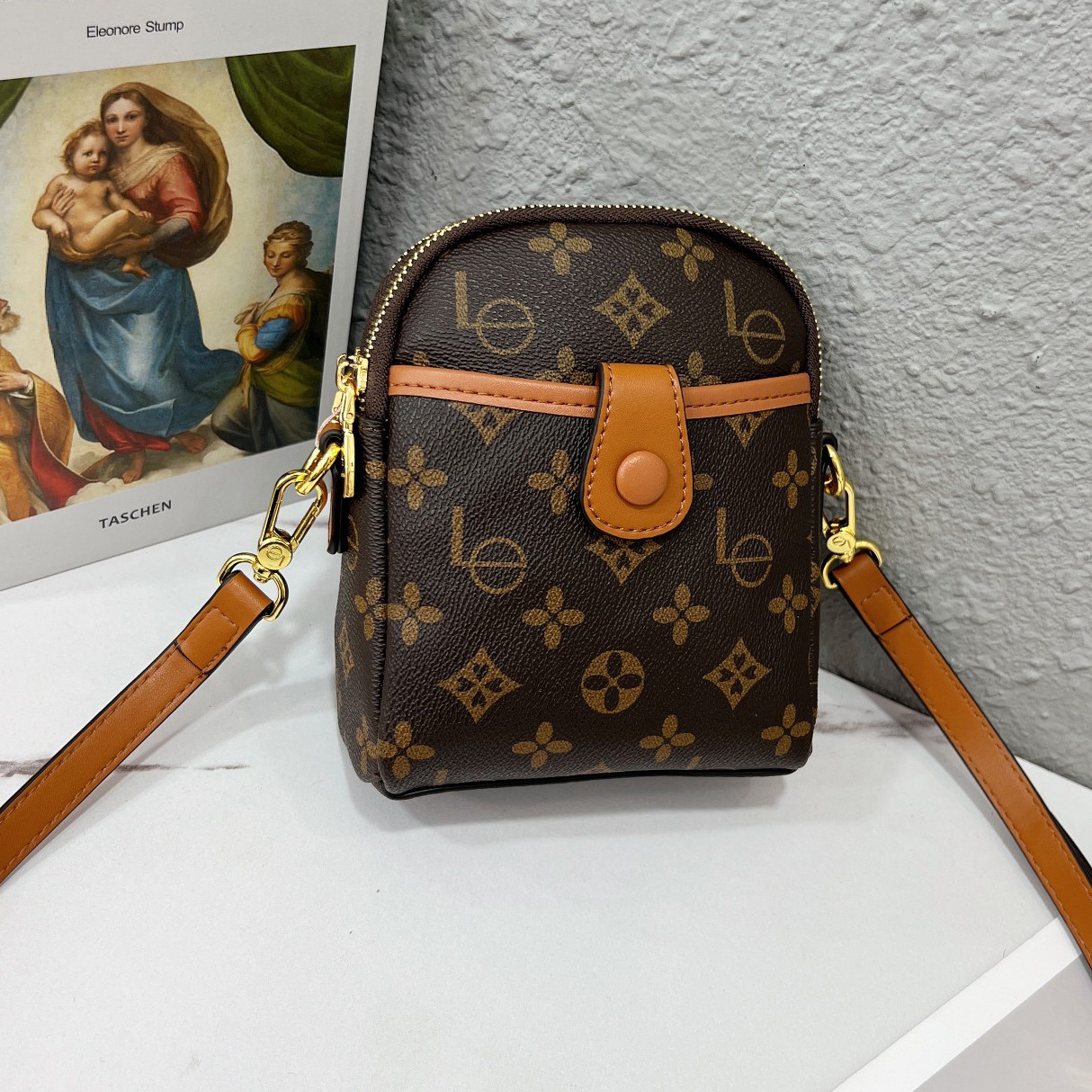 路易Le老花真皮小包包女士手机包2026新款时尚零钱包单肩斜挎包