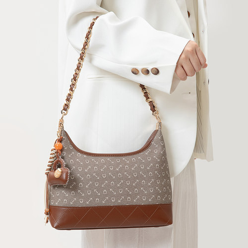 品牌真皮女包时尚高级感单肩斜挎包包2025新款今年流行链条腋下包