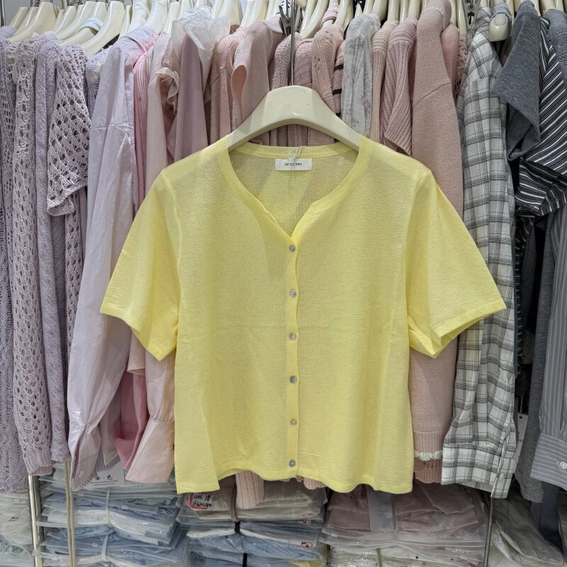 高级感简约温柔短袖针织衫女夏季薄款冰丝小件宽松百搭上衣65137