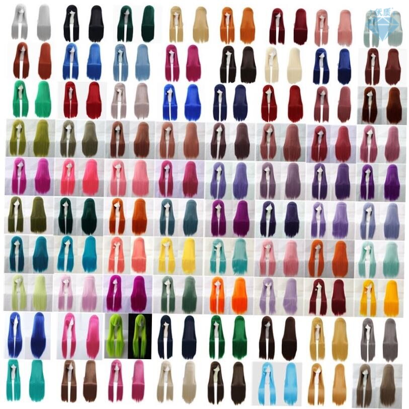 wig cosplay fashion women long straight hair red black blue