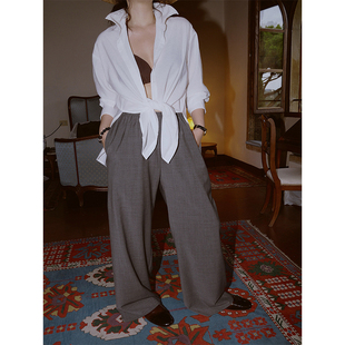 MOERSHOP都市松弛黑标系列精纺羊毛休闲裤垂感直筒遮肉阔腿裤子女