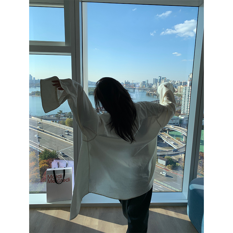 MOERSHOP classical派 纯棉基本款坑条灯芯绒衬衫女冬季新款上衣