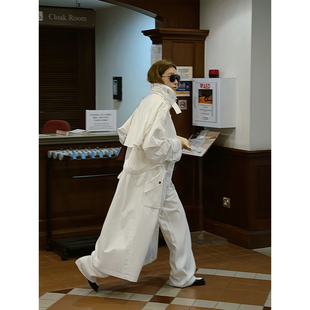 风衣外套女 黑标系列白色帅气洗水棉中长款 MOERSHOP 淇说必收藏