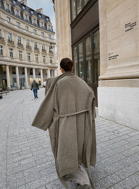 MOERSHOP   高质时髦精 慵懒系列羊绒感浴袍式毛织大开衫大衣外套