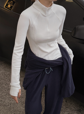 MOERSHOP 云感小蛮腰 慕斯羊绒“小蛮腰直角肩”专机半拉链打底衫