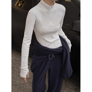 MOERSHOP 云感小蛮腰 慕斯羊绒“小蛮腰直角肩”专机半拉链打底衫