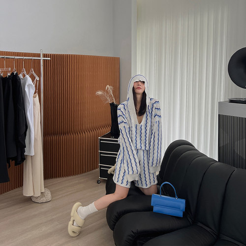 原创针织套装新品海洋波浪