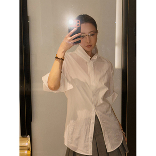 衬衫 超帅白色折袖 松弛感慵懒风上衣女 能搭一万件 MOERSHOP
