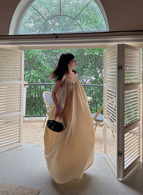 MOERSHOP Elegant Muse 海边度假吊带连衣女夏气质高级感拖地长裙