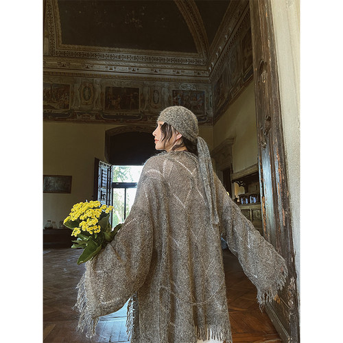 MOERSHOP 经典回忆录 黑标系列马海毛设计感毛边流苏开衫套装女