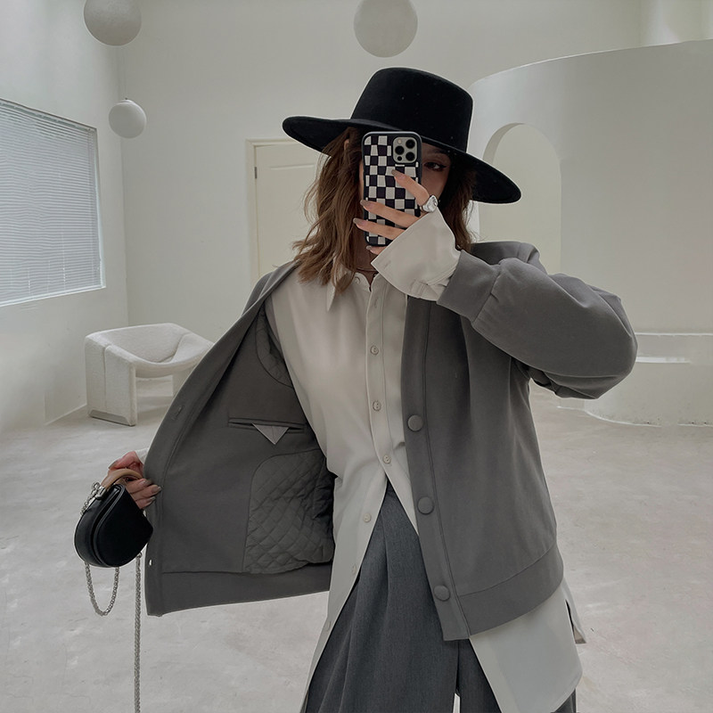 MOERSHOP 温暖信手拈来灰色毛呢感垫肩棉衣女冬棉袄加厚长袖外套,女装/女士精品,棉衣/棉服,淘宝优惠券,粉丝福利购,淘宝优惠卷