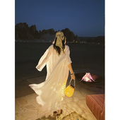 MOERSHOP 净仙夏日天丝醋酸白色防晒长袍三件套长款 过膝休闲外套