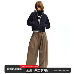 气质阔腿裤 春季 可调节中腰梭织气球裤 SMIIILE打褶挺阔垂坠休闲裤