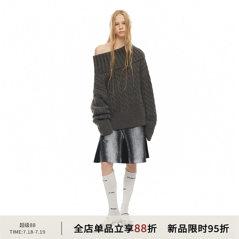 SMIIILE多种穿法宽松一字肩毛衣