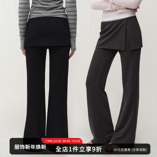 裙裤 SMIIILE假两件修身 松紧腰高弹休闲裤 秋新款 气质 显瘦微喇叭裤