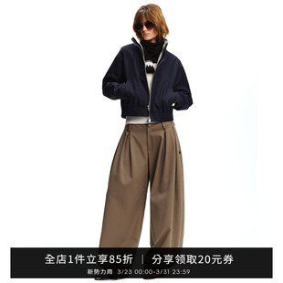 气质阔腿裤 春季 可调节中腰梭织气球裤 SMIIILE打褶挺阔垂坠休闲裤