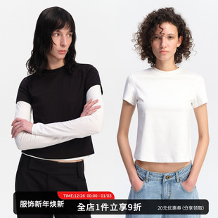 打底内搭合身正肩短款 女t恤夏季 上衣 匹马棉圆领短袖 SMIIILE基础款