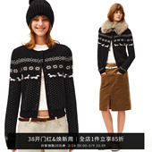 毛衣女拉链复古针织衫 可拆卸小狗费尔岛开衫 金靖同款 SMIIILE