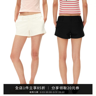 透气休闲裤 SMIIILE纯棉水洗薄款 夏新款 女直筒裤 显瘦气质 低腰短裤