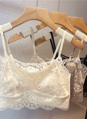 蕾丝超薄水晶杯内衣6050防走光抹胸美背吊带少女纯欲夏季外穿背心