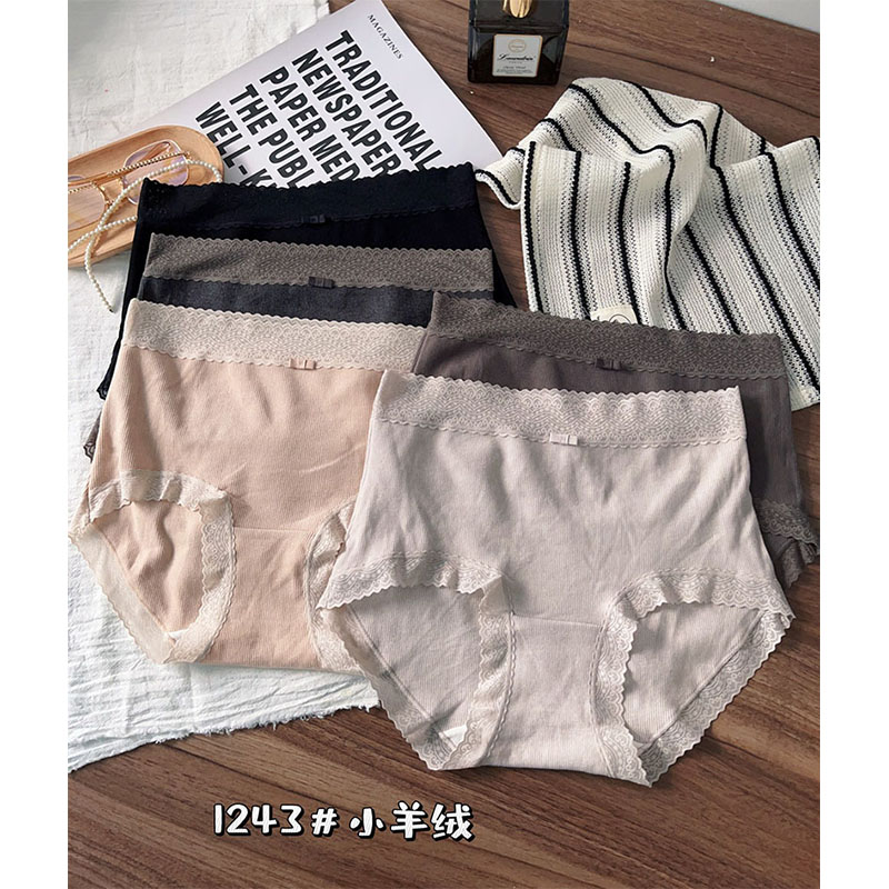 秋冬新品螺纹蕾丝花边少女内裤头