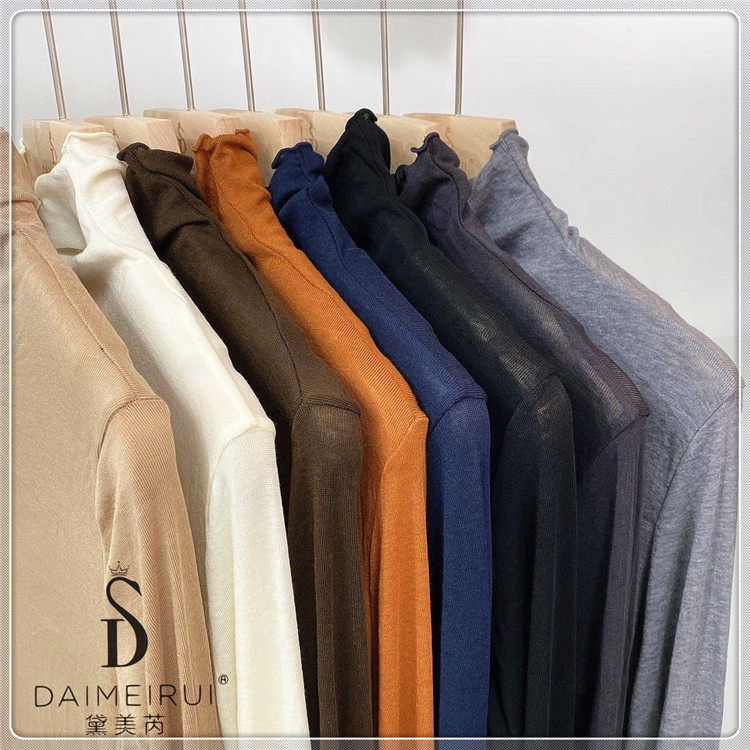 KNOCK MA HOME SILK SKIN-FRIENDLY BEAUTY YABI AUTUMN UNDERWEAR MEDIUM TURTLENECK WOOD EAR THIN UNDERSHIRT WOMENS LONG-SLEEVED TOP