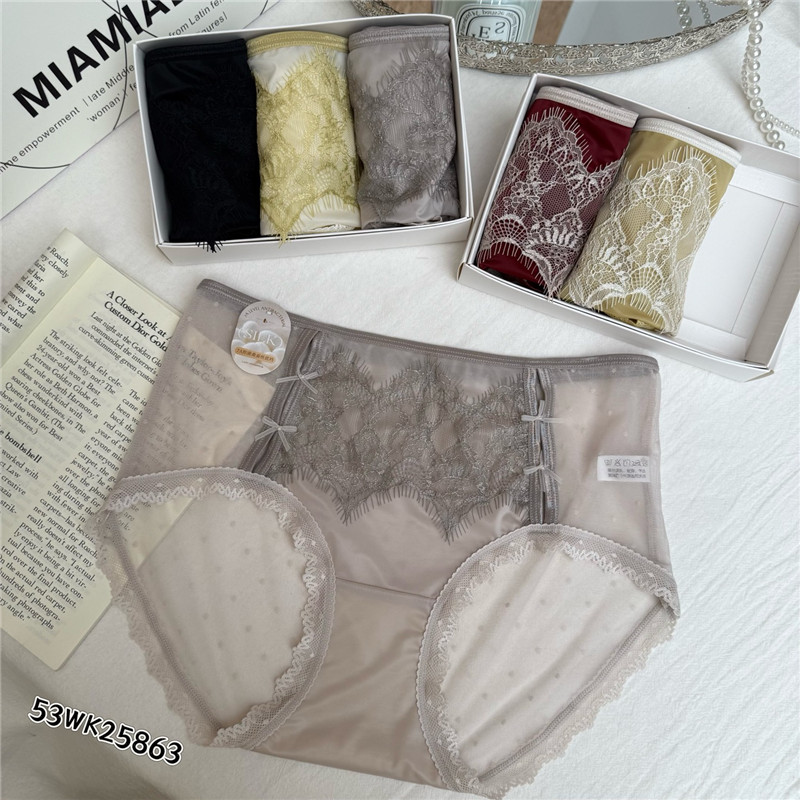 米娅林蕾丝网纱镂空内裤三角裤女