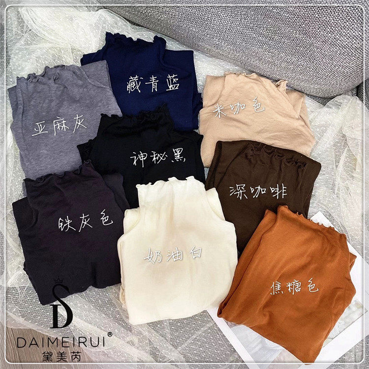 KNOCK MA HOME SILK SKIN-FRIENDLY BEAUTY YABI AUTUMN UNDERWEAR MEDIUM TURTLENECK WOOD EAR THIN UNDERSHIRT WOMENS LONG-SLEEVED TOP