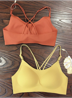 古妃26801细带交叉美背内衣乳胶胸垫零感抹胸式文胸聚拢上托胸罩