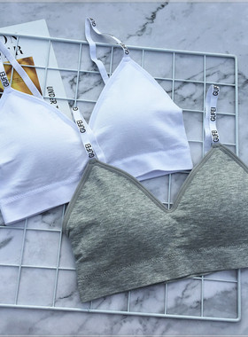 古妃57010螺纹棉抹胸带胸垫字母肩带夏季裹胸打底美背内衣小背心