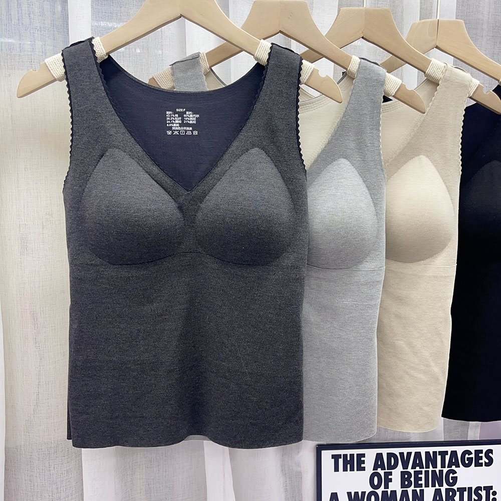 秋冬品磨毛无痕保暖背心发热上衣