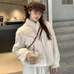千金兔 /兔宝宝雷克斯整皮獭兔毛保暖立领2025新款皮草毛毛外套女