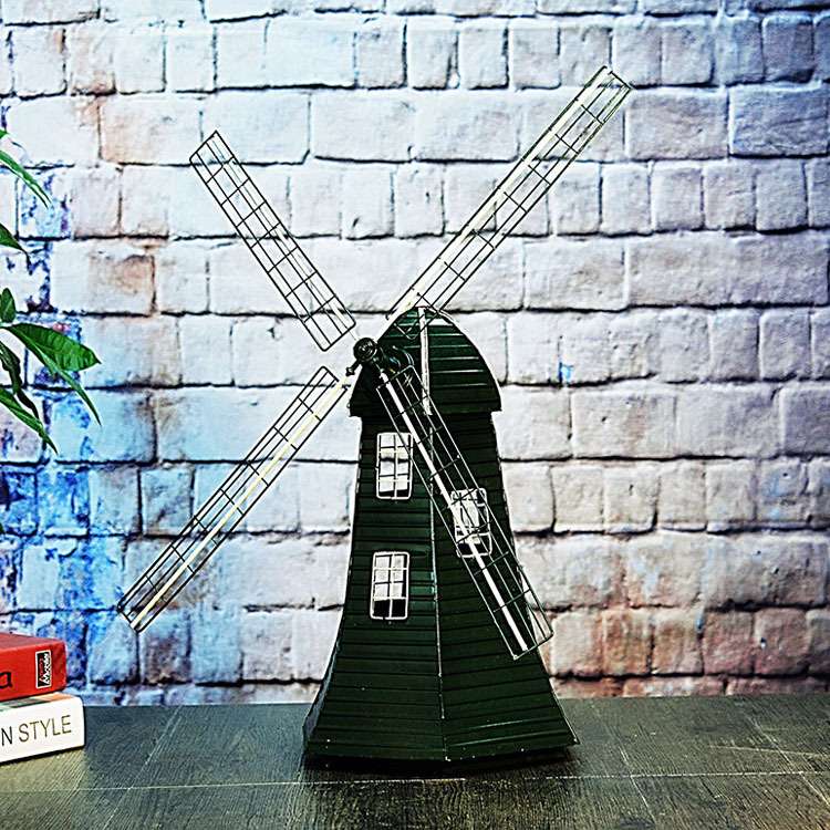 铁艺大风车模型摆件怀旧家居软装饰摄影道具荷兰风车陈列摆设