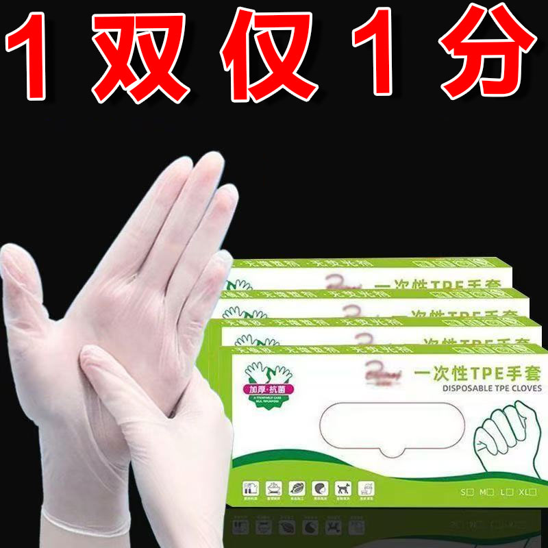 一次性手套TPE食品级防护防水防油餐饮乳胶橡胶美容透明手套耐用