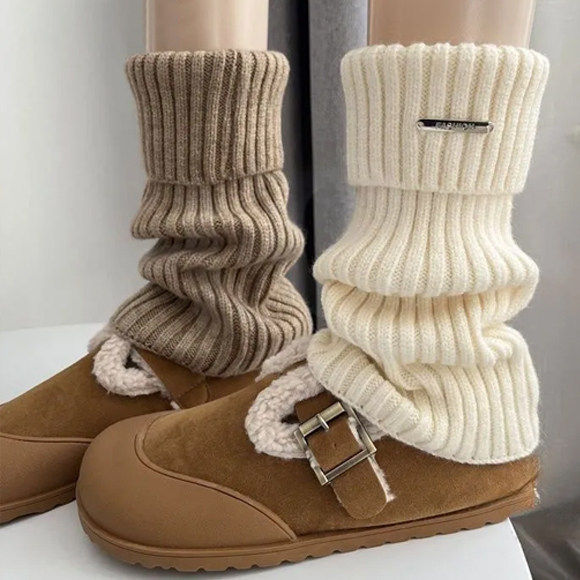 纯棉针织jk堆堆袜袜套秋冬百搭中筒小腿袜子冬季保暖腿套配雪地靴