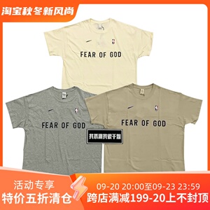 我不潮AIR FOG FEAR OF GOD假日联名款高街运动宽松印花短袖T恤男