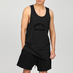 我不潮FEAR OF GOD FOG ESSENTIALS复线高街宽松酷黑压胶跨栏背心