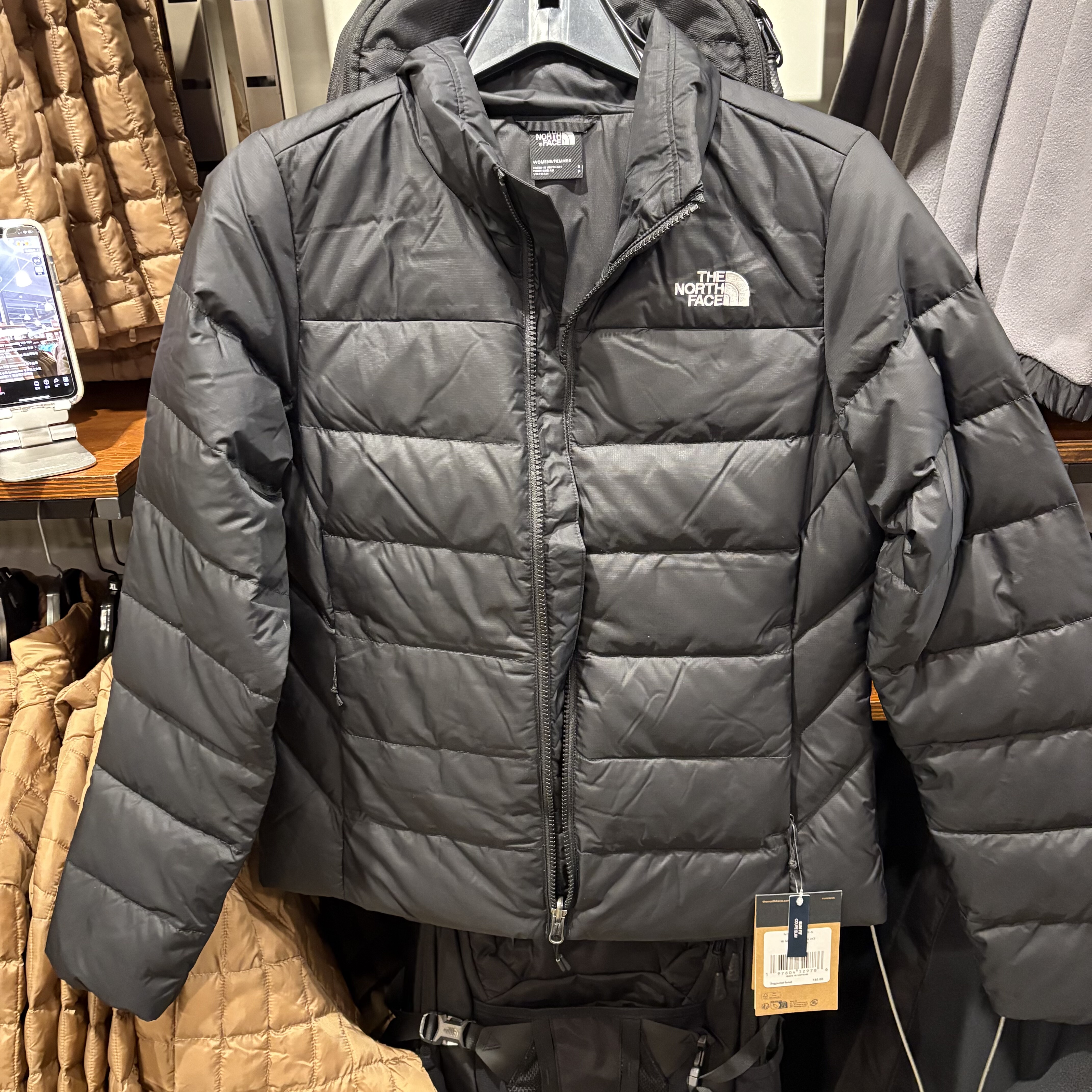 北面女士鹅绒轻便条纹羽绒服